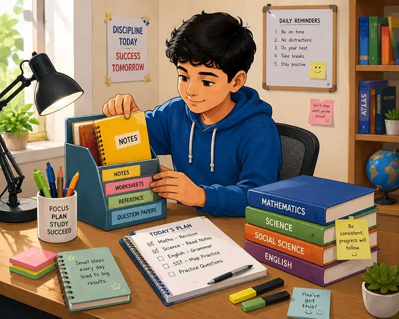 Focused student in a cozy study space