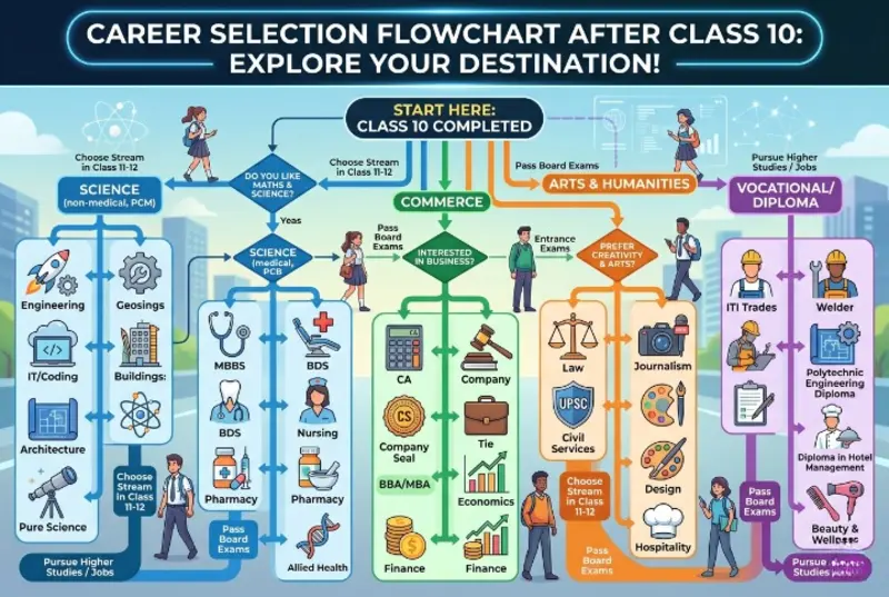 career option after 10th-flow chart