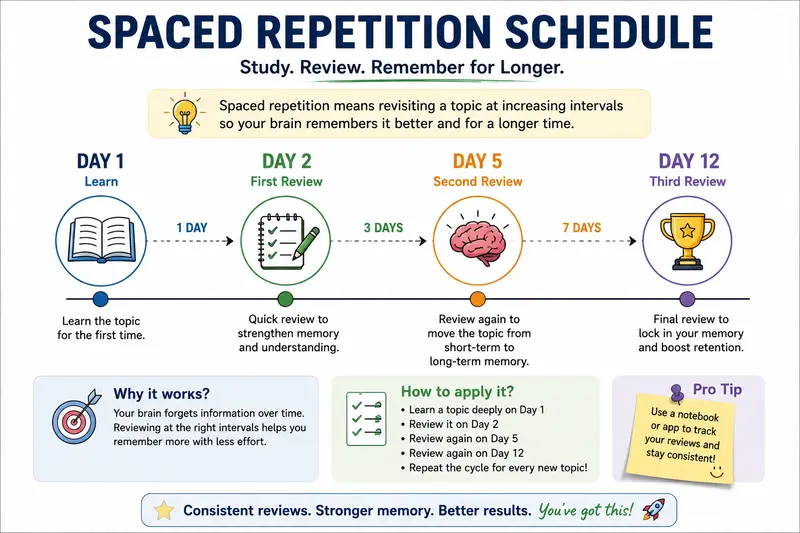 smart study techniques-spaced Repetation Schedule.